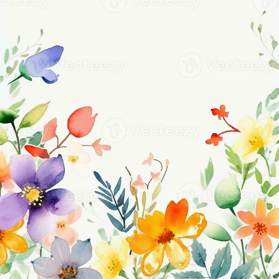 Watercolor spring flowers photo