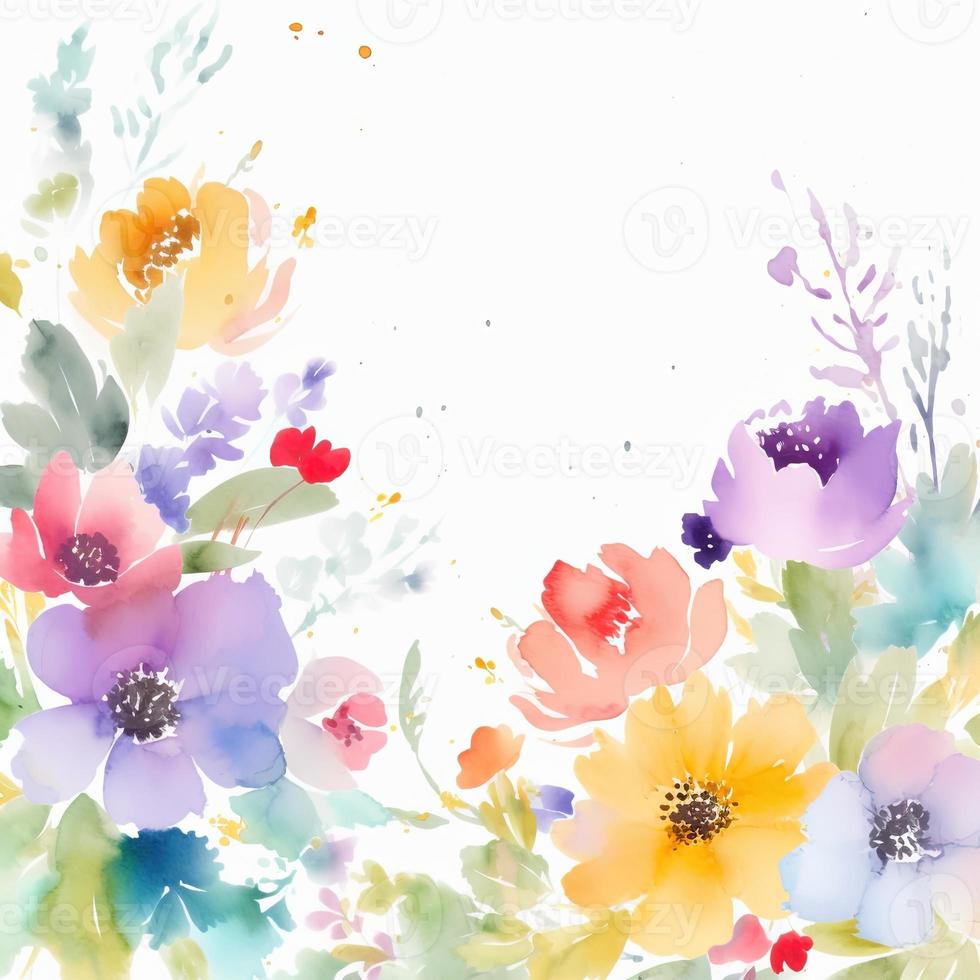 Watercolor spring flowers photo