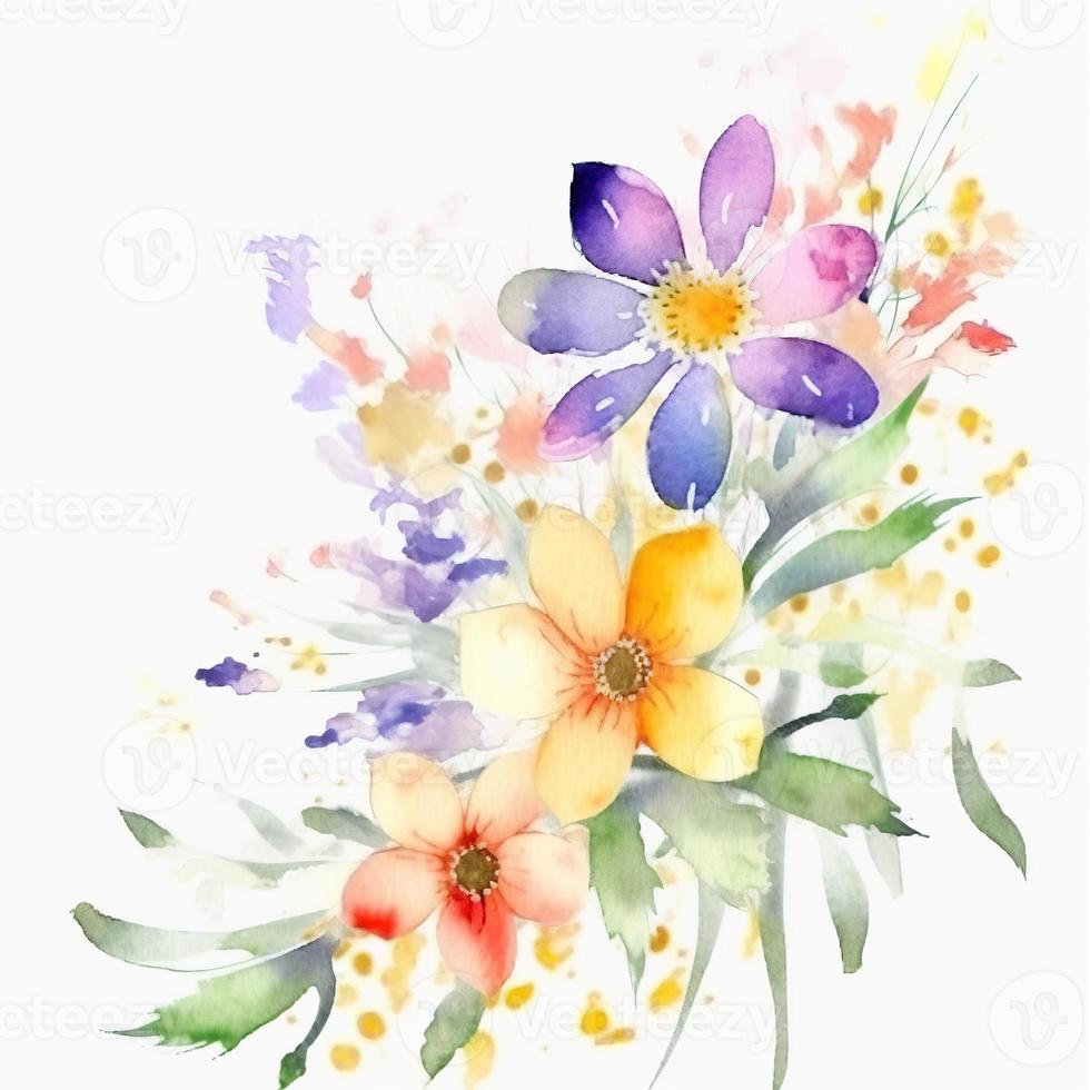 Watercolor spring flowers photo