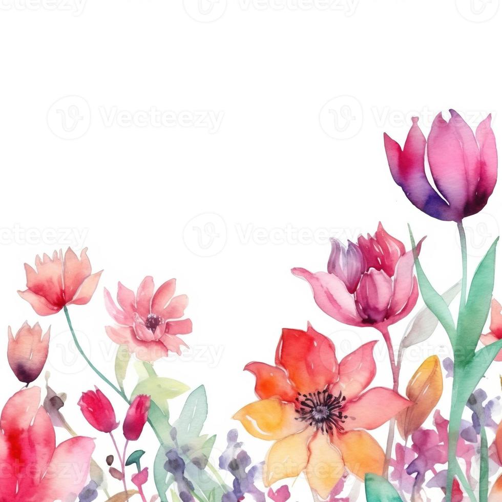 Watercolor spring flowers photo