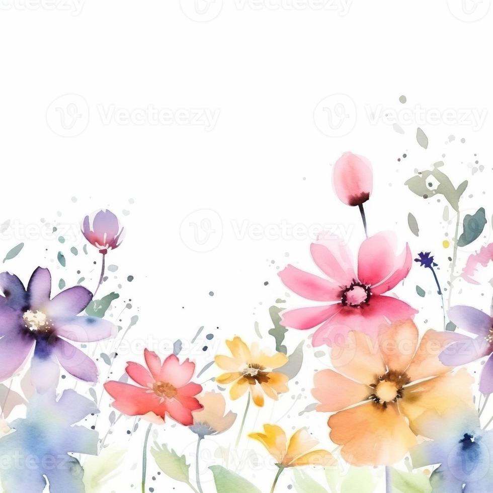 Watercolor spring flowers photo