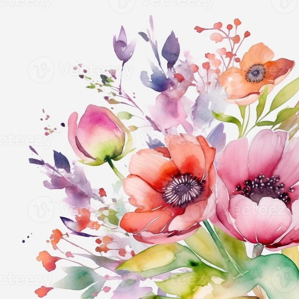 Watercolor spring flowers photo