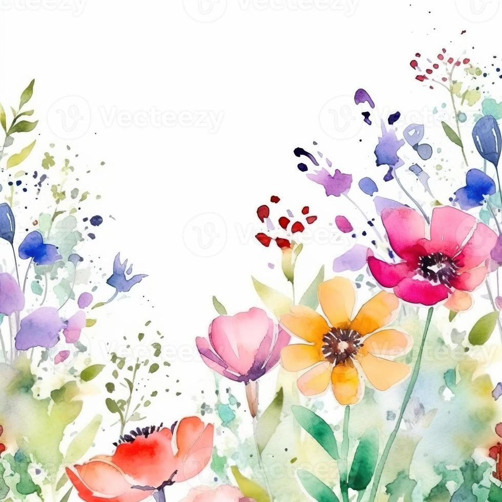 Watercolor spring flowers photo