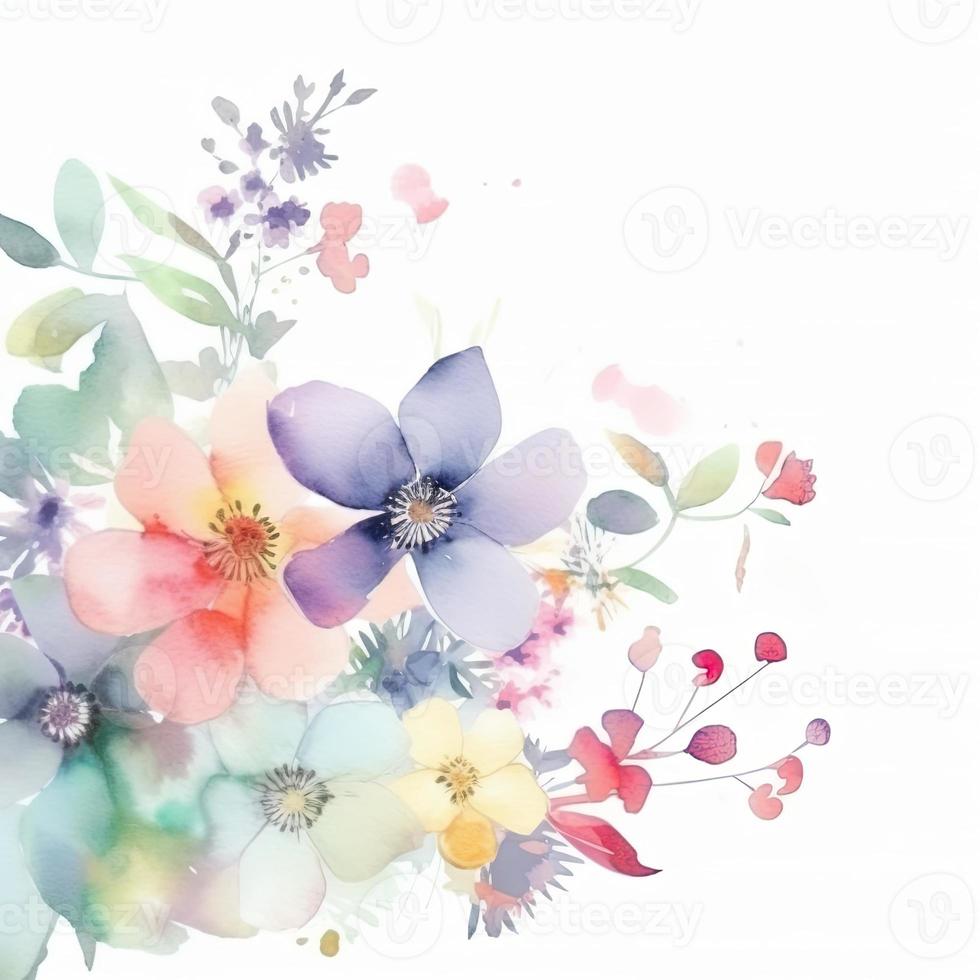 Watercolor spring flowers photo