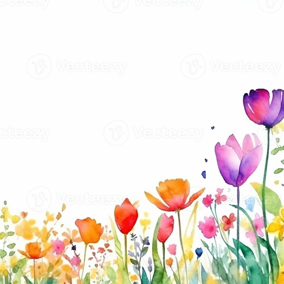 Watercolor spring flowers photo