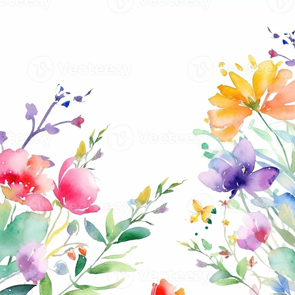 Watercolor spring flowers photo