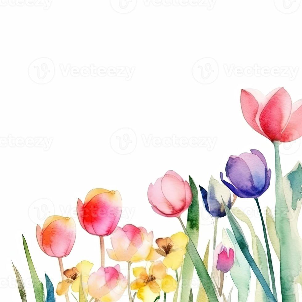 Watercolor spring flowers photo