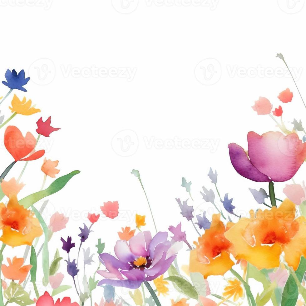 Watercolor spring flowers photo