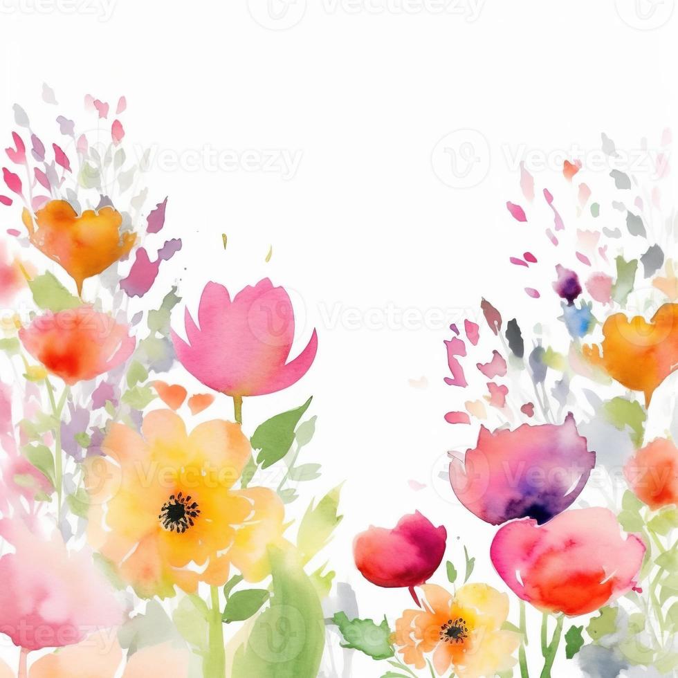 Watercolor spring flowers photo