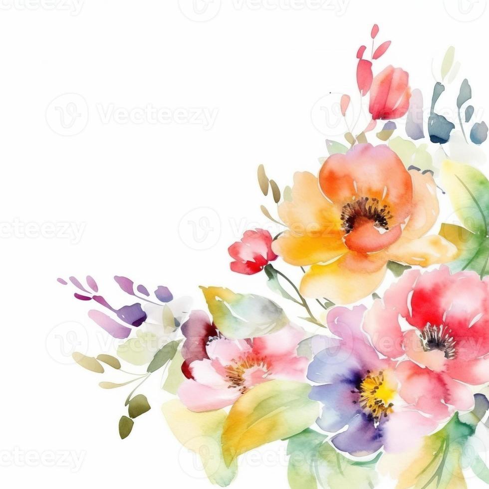 Watercolor spring flowers photo