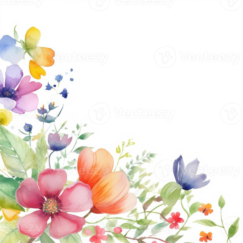 Watercolor spring flowers photo