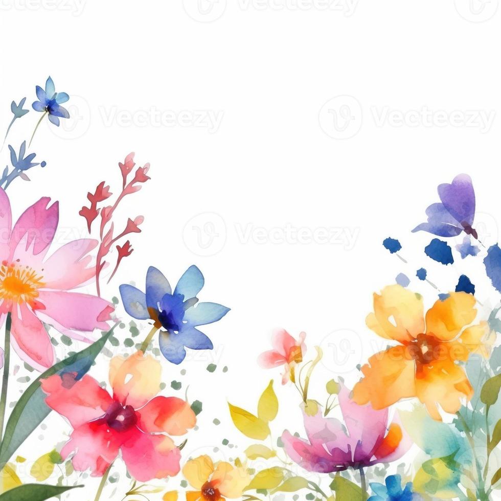 Watercolor spring flowers photo