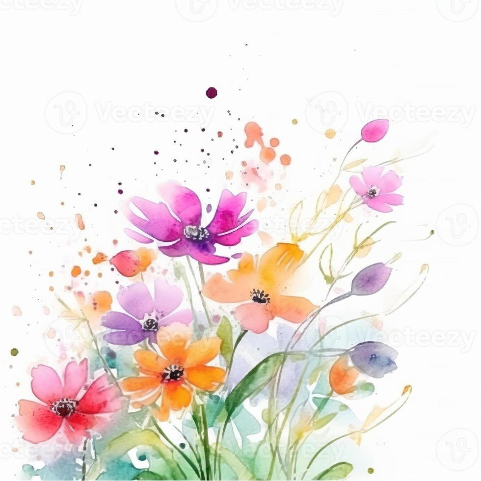 Watercolor spring flowers photo