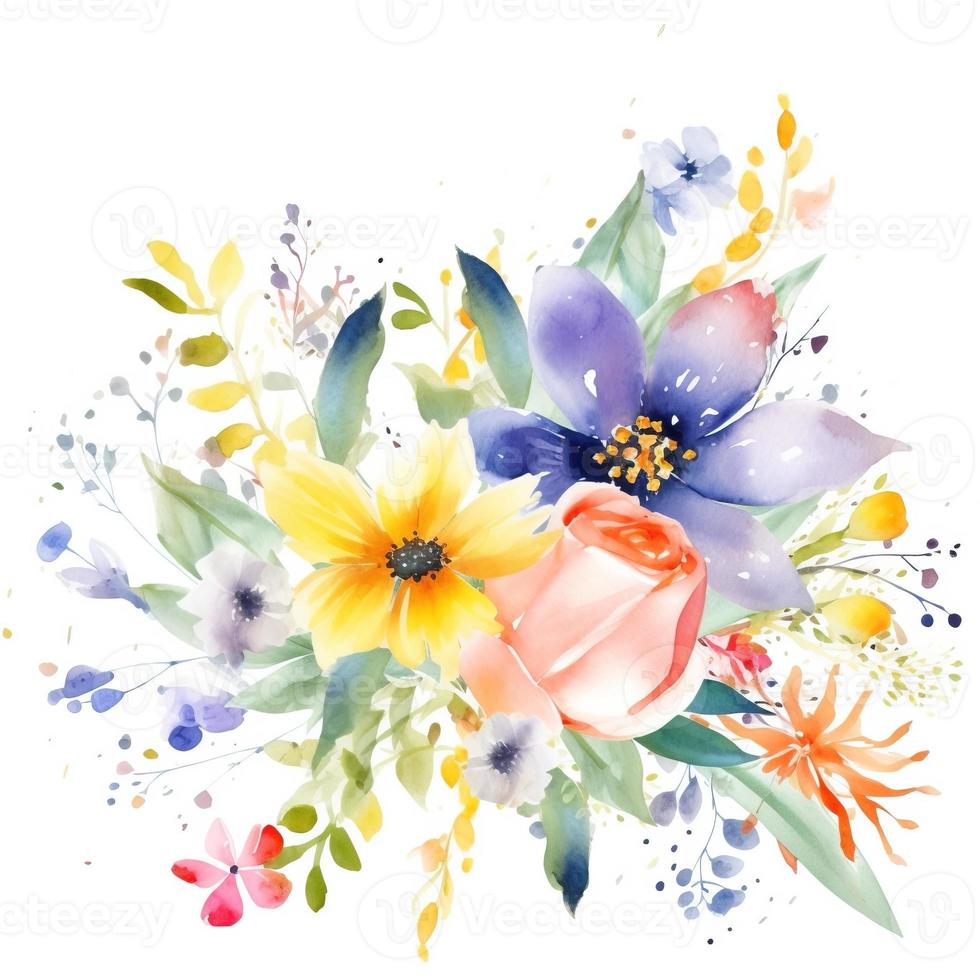 Watercolor spring flowers photo