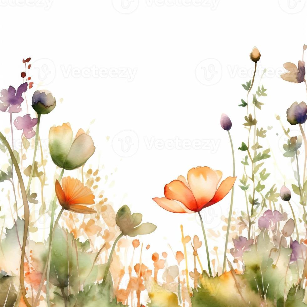 Watercolor spring flowers photo