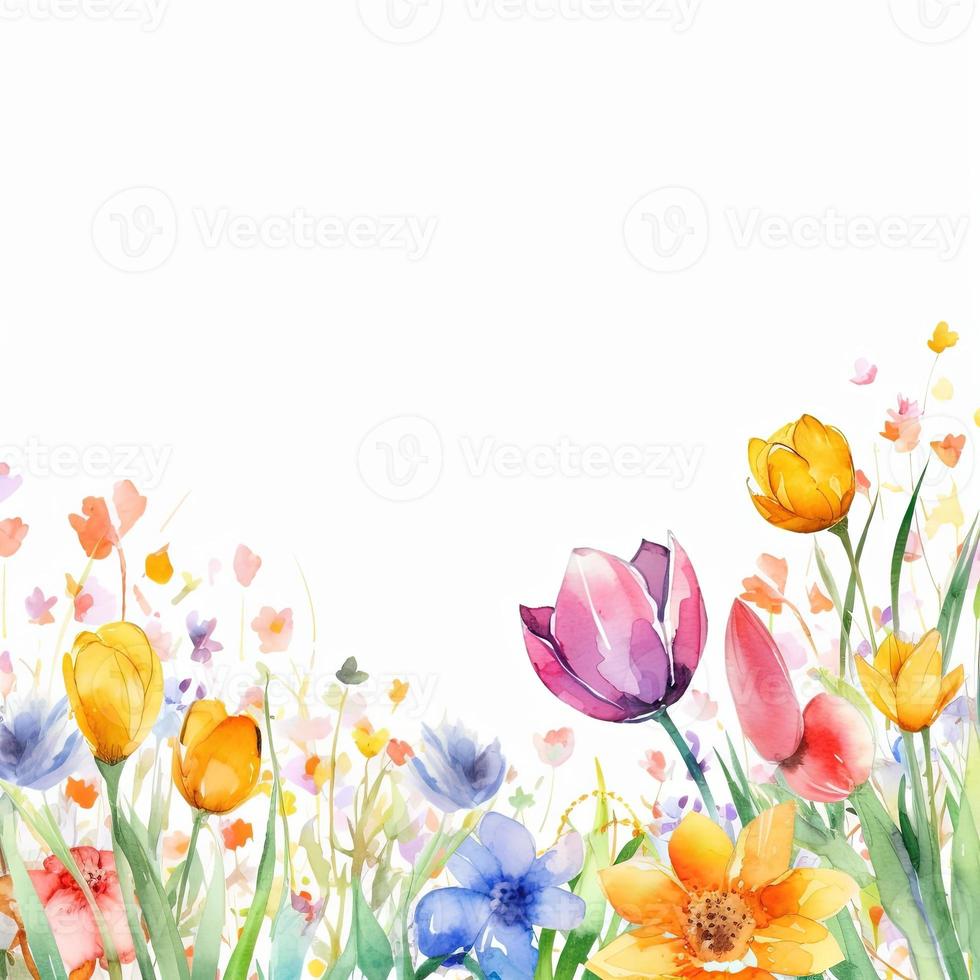 Watercolor spring flowers photo