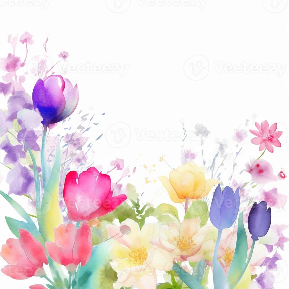 Watercolor spring flowers photo