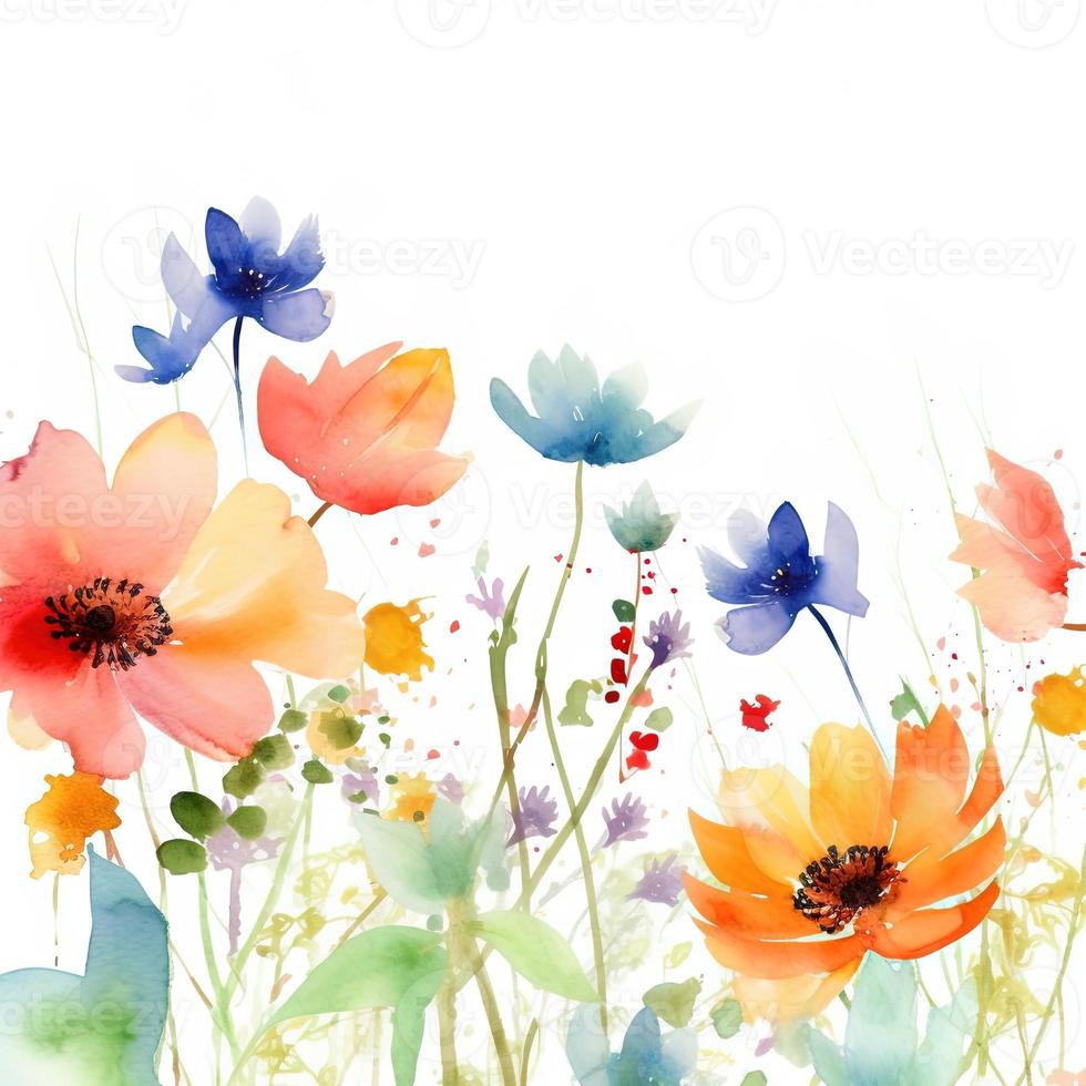 Watercolor spring flowers photo