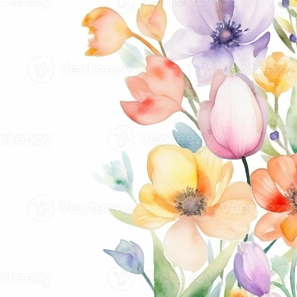 Watercolor spring flowers photo