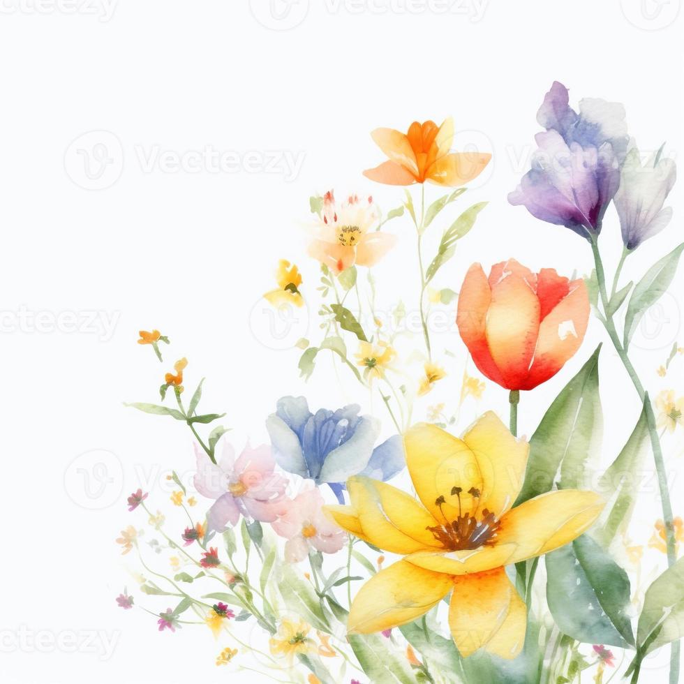 Watercolor spring flowers photo