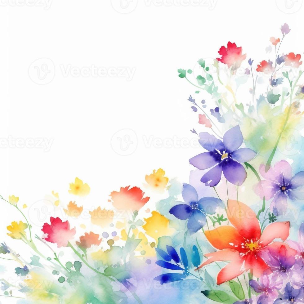 Watercolor spring flowers photo