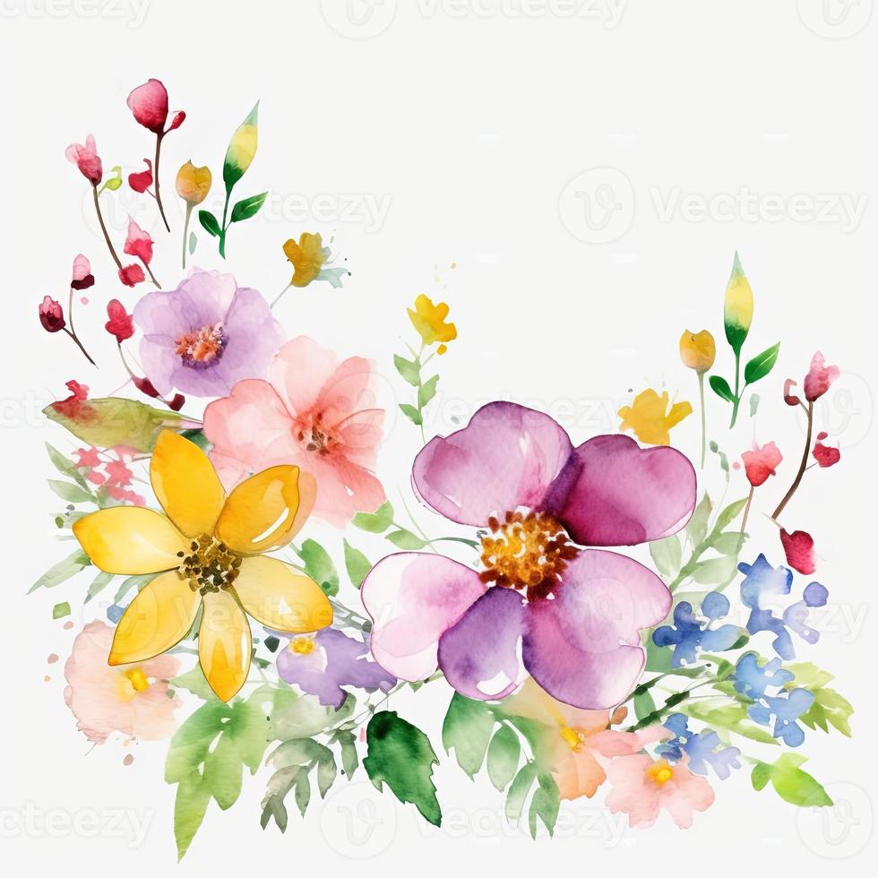 Watercolor spring flowers photo