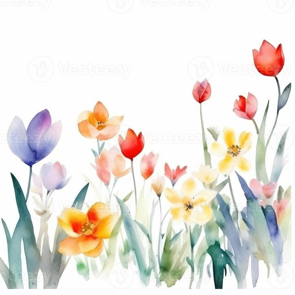 Watercolor spring flowers photo