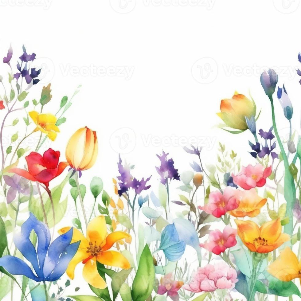 Watercolor spring flowers photo