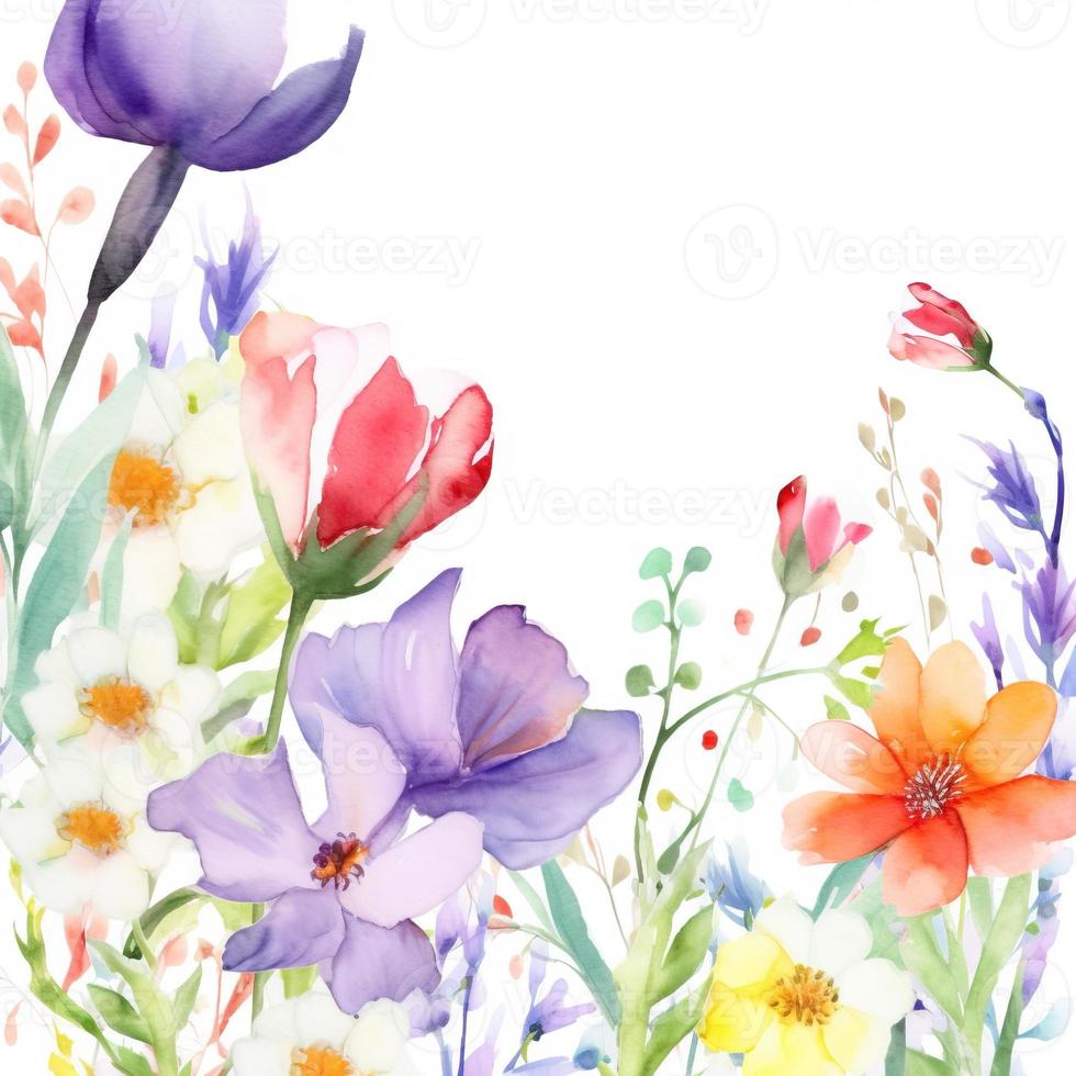 Watercolor spring flowers photo