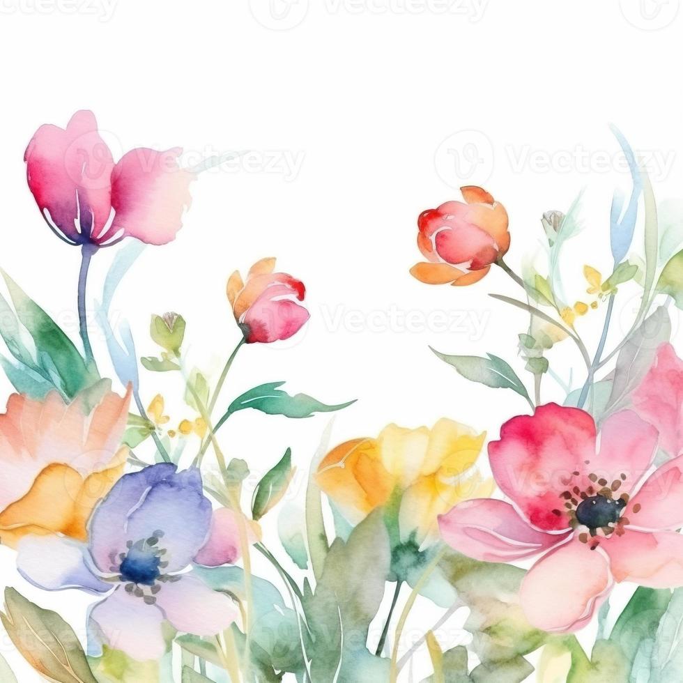 Watercolor spring flowers photo