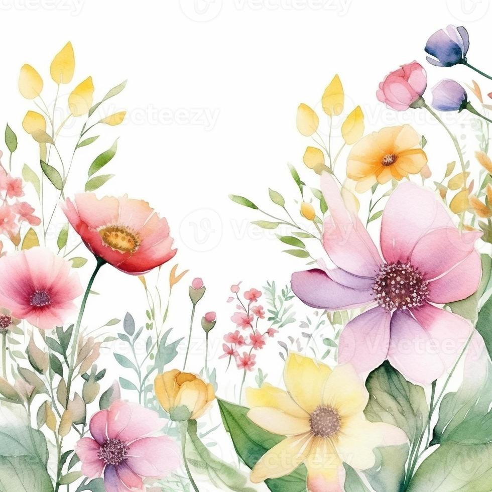 Watercolor spring flowers photo