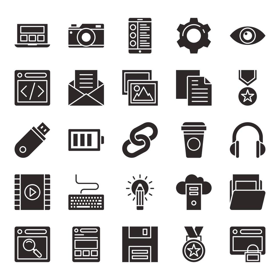 Glyph icons for Web optimization, design development. vector