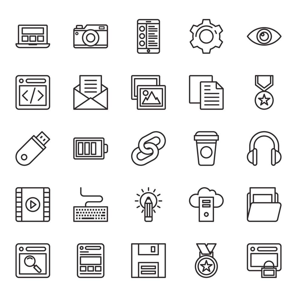 Outline icons for Web optimization, design development. vector