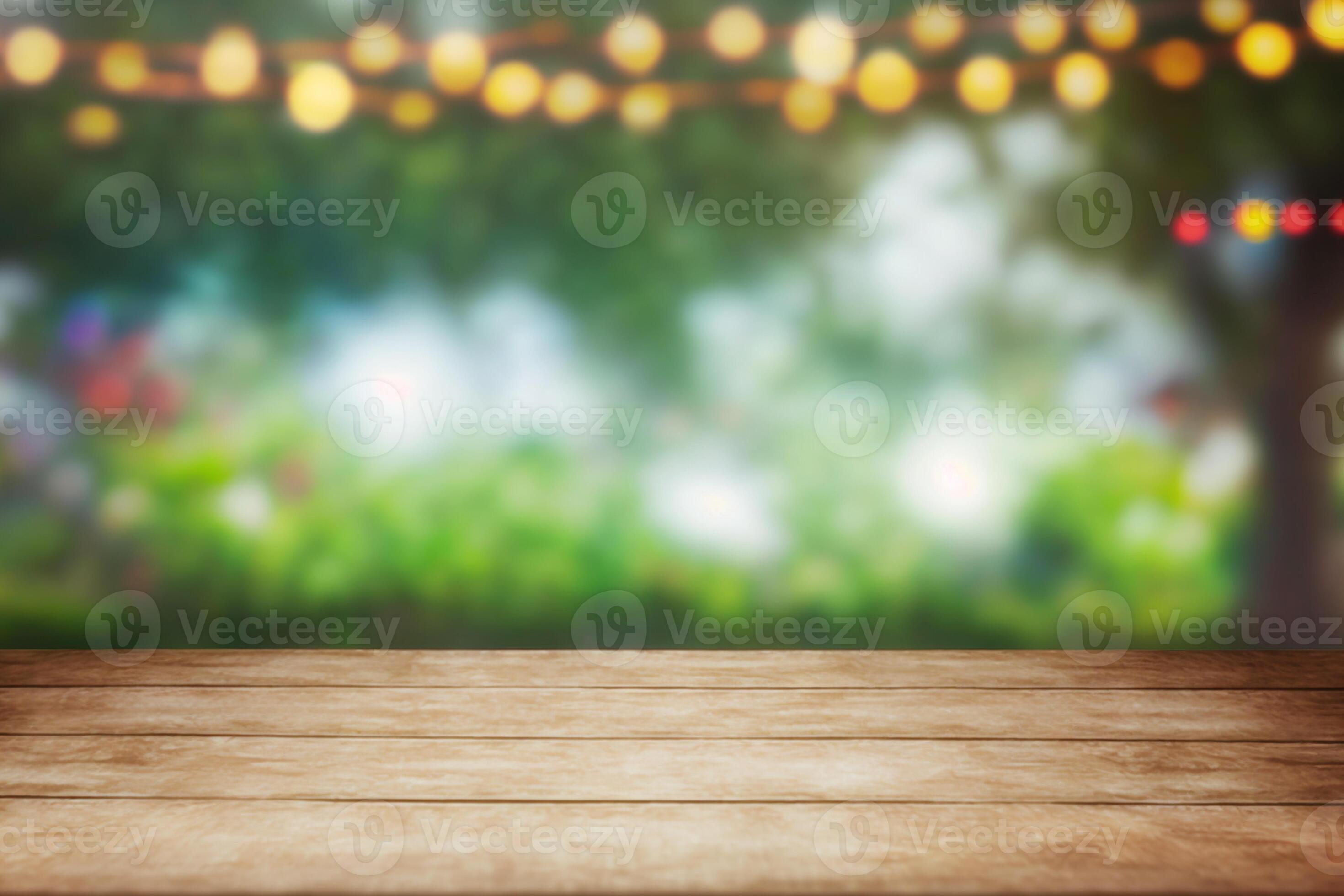 empty-wooden-table-with-party-in-garden-background-blurred-ai-generated