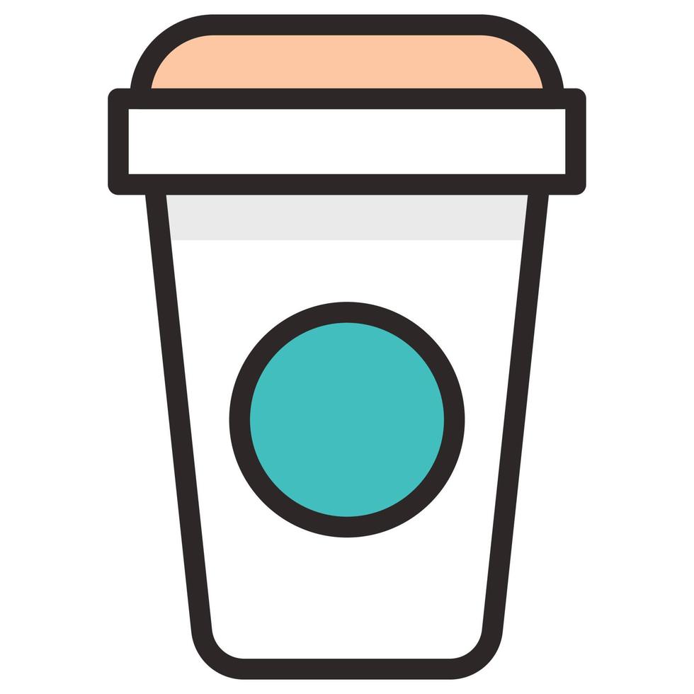 lleno color contorno icono para desechable vaso. vector