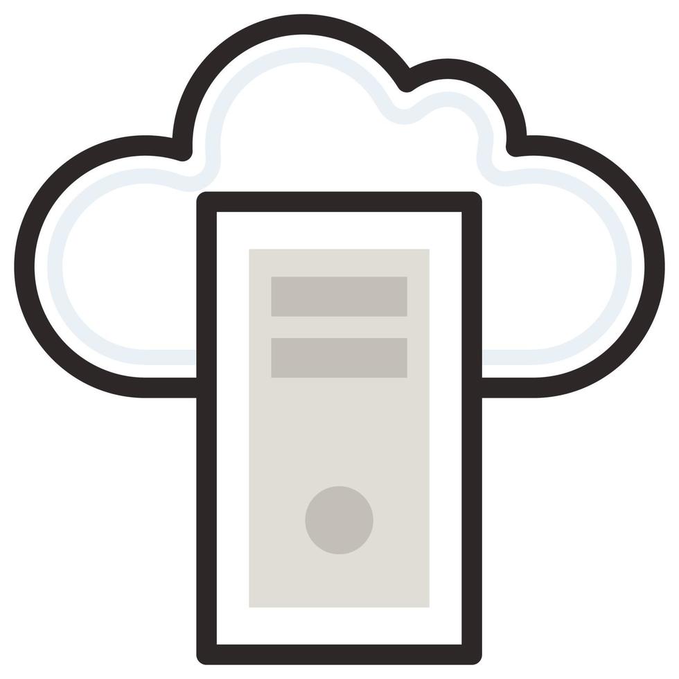 Filled color outline icon for cloud server. vector