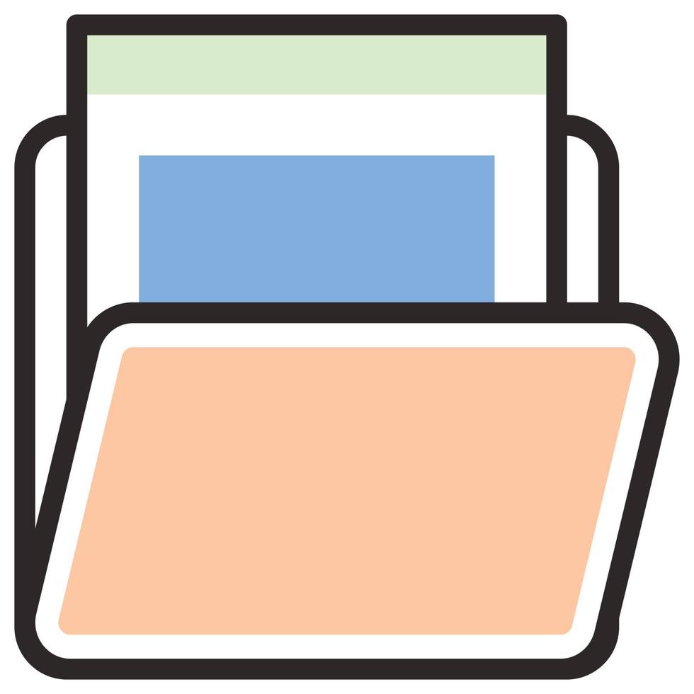 Filled color outline icon for file folder. vector
