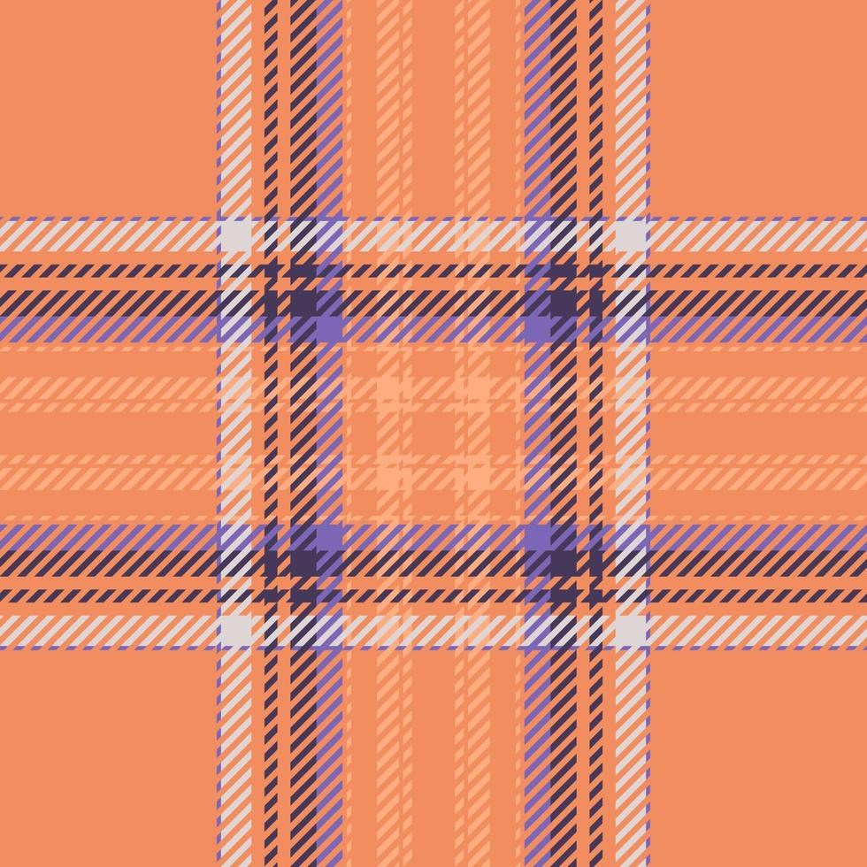 Plaid check pattern in orange and red colors. Seamless fabric texture. Tartan textile print. vector