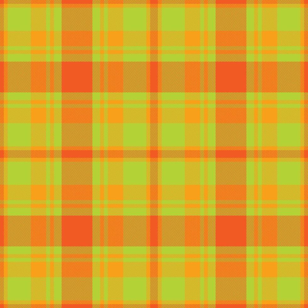 Plaid seamless pattern in orange. Check fabric texture. Vector textile print.