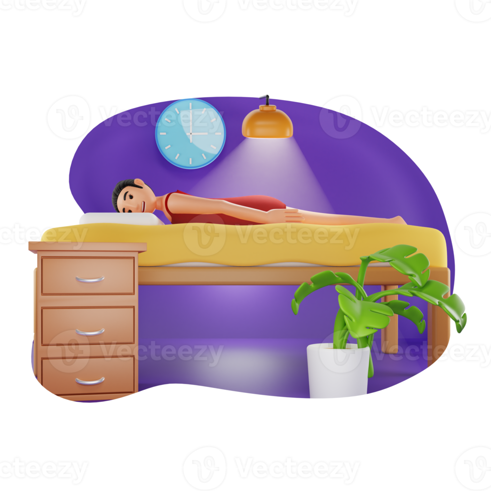 Woman Relaxing At Spa Bed 3D Character Illustration png