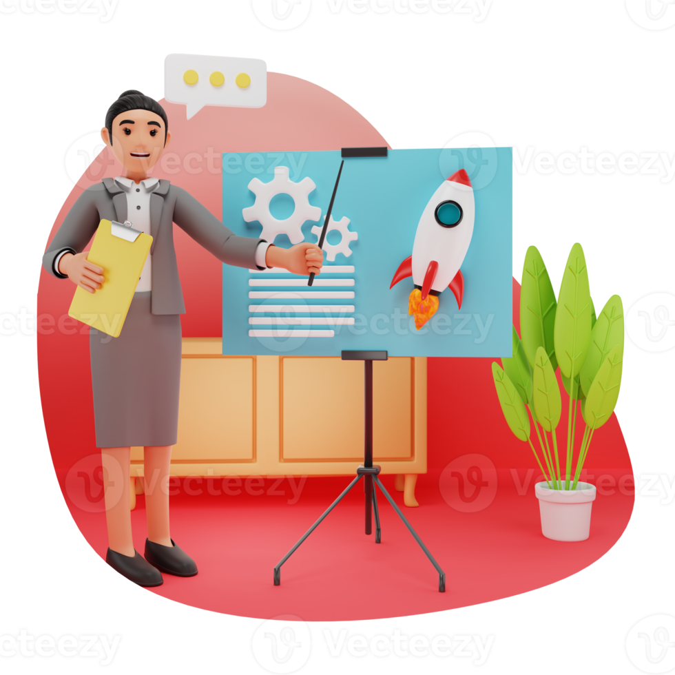 Business Presentation 3D Character Illustration png