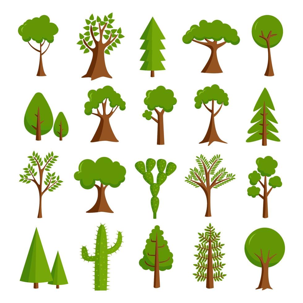 Collection of trees. tree set isolated on white background. vector illustration.