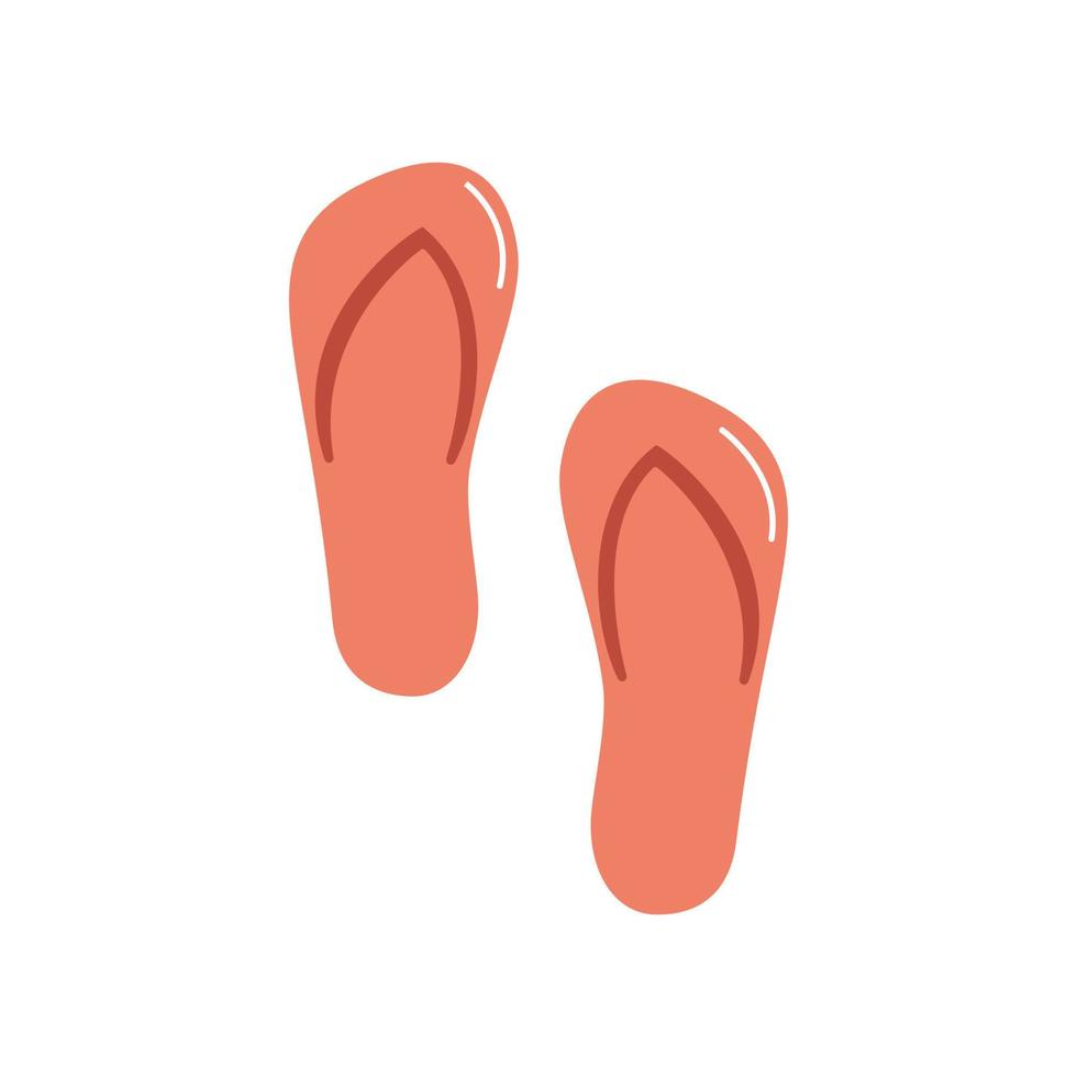 Beach slippers flat vector illustration isolated on white background