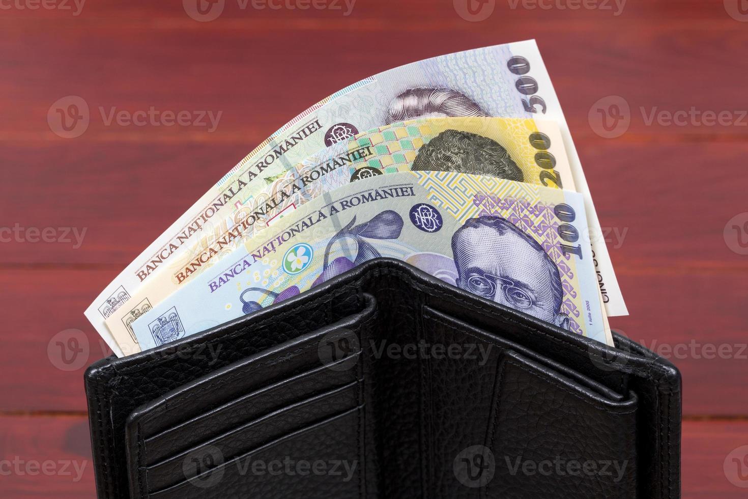 Romanian money - leu in the black wallet photo