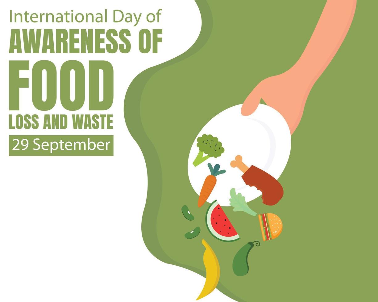 illustration vector graphic of hands throw away food on purpose, perfect for international day, awareness food loss and waste, celebrate, greeting card, etc.