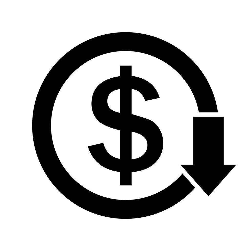 Cost reduction icon illustration. Dollar Down Icon vector