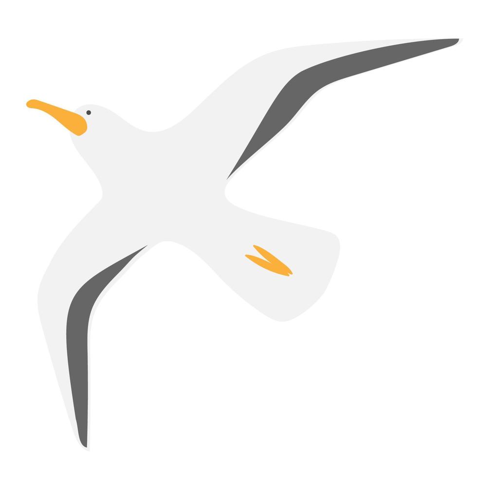 Flying seagull. Bird gull. Clip art on a white background. Character vector