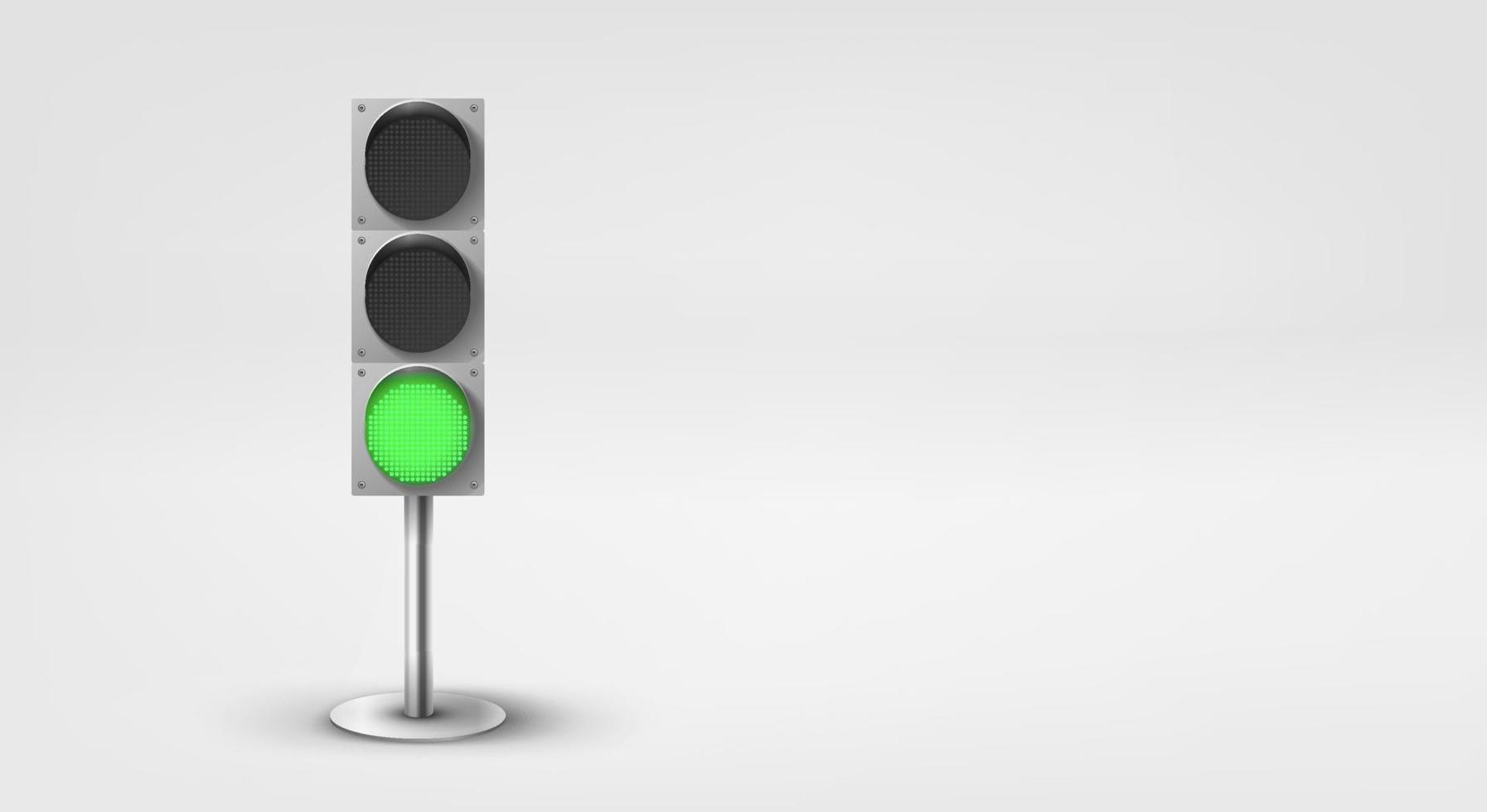 Traffic light with green light. 3d vector banner with copy space