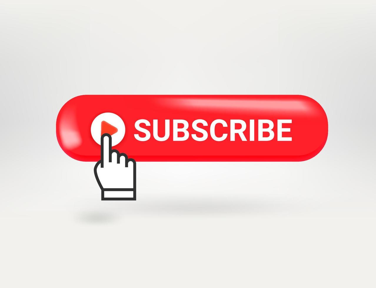 Subscribe button with hand pointer. 3d vector illustration