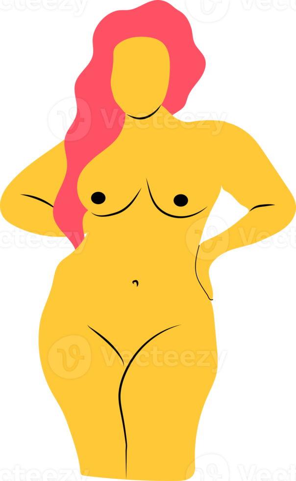 desnudo mujer cuerpo en brillante color. resumen hembra silueta. colección diseño carteles para hogar decoración. cuerpo positivo. cubre Arte. png